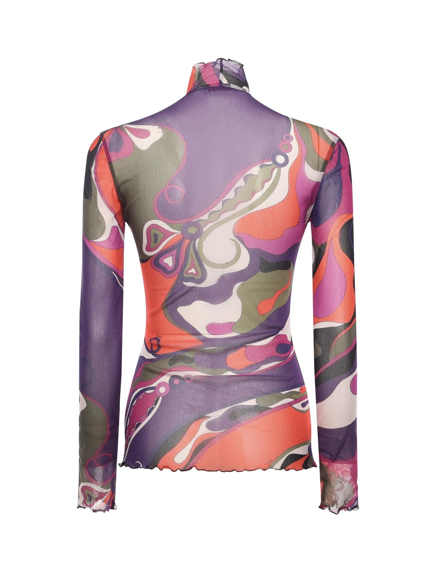 Top in tulle con stampa Orchidee 5UJM16 5U839017 PUCCI 