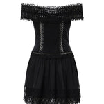 Miniabito Eliane in voile di cotone e pizzo<BR/> 261605 BLACK CHARO RUIZ 
