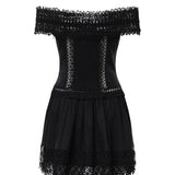 Miniabito Eliane in voile di cotone e pizzo<BR/> 261605 BLACK CHARO RUIZ 