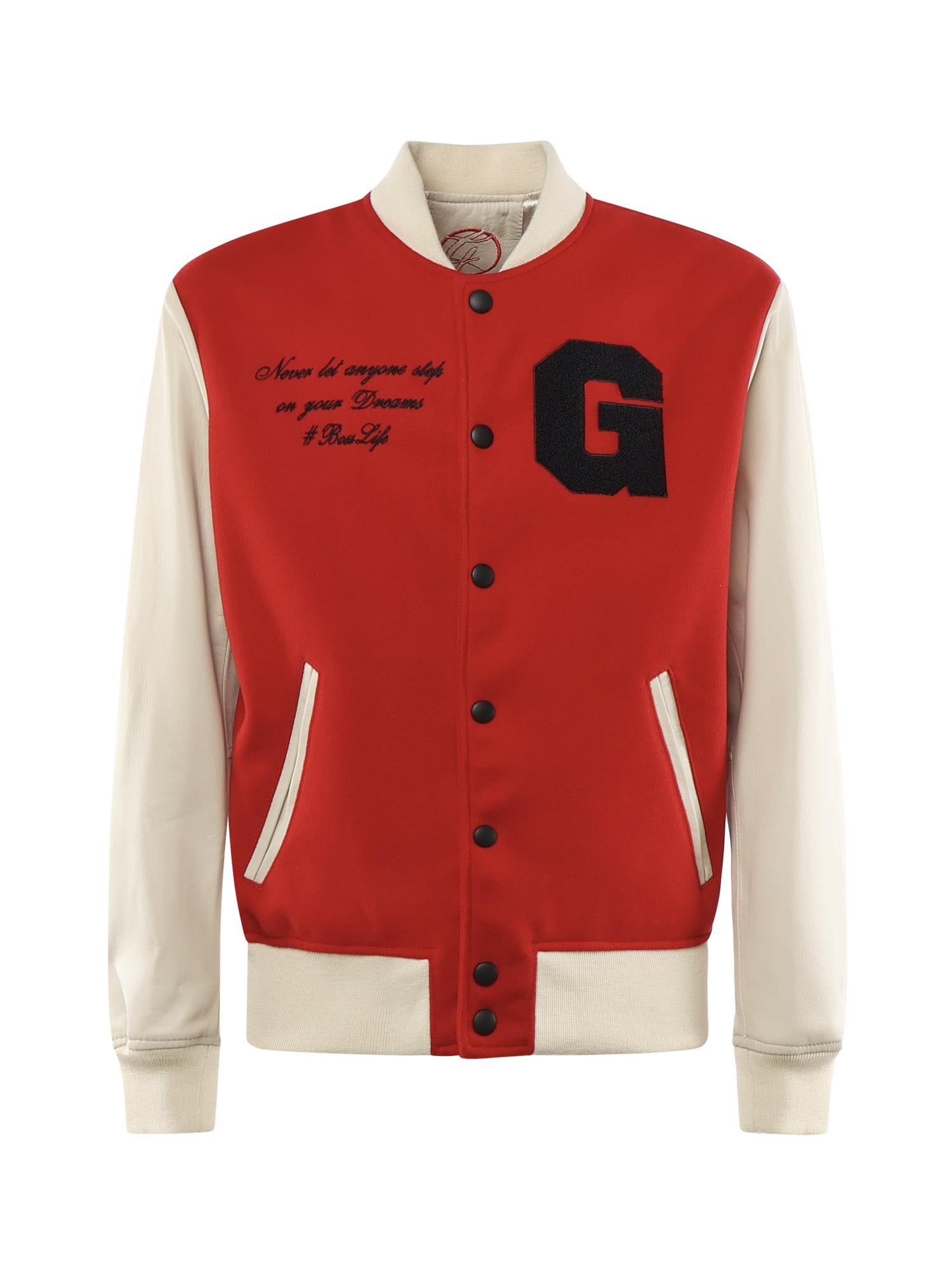 Bomber Varsity in nappa e tessuto VARSITY NAPPAROSSO GIULIANO GALIANO 