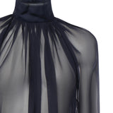 Camicetta a collo alto in mussola di seta 810153 Y065W4900 SAINT LAURENT 