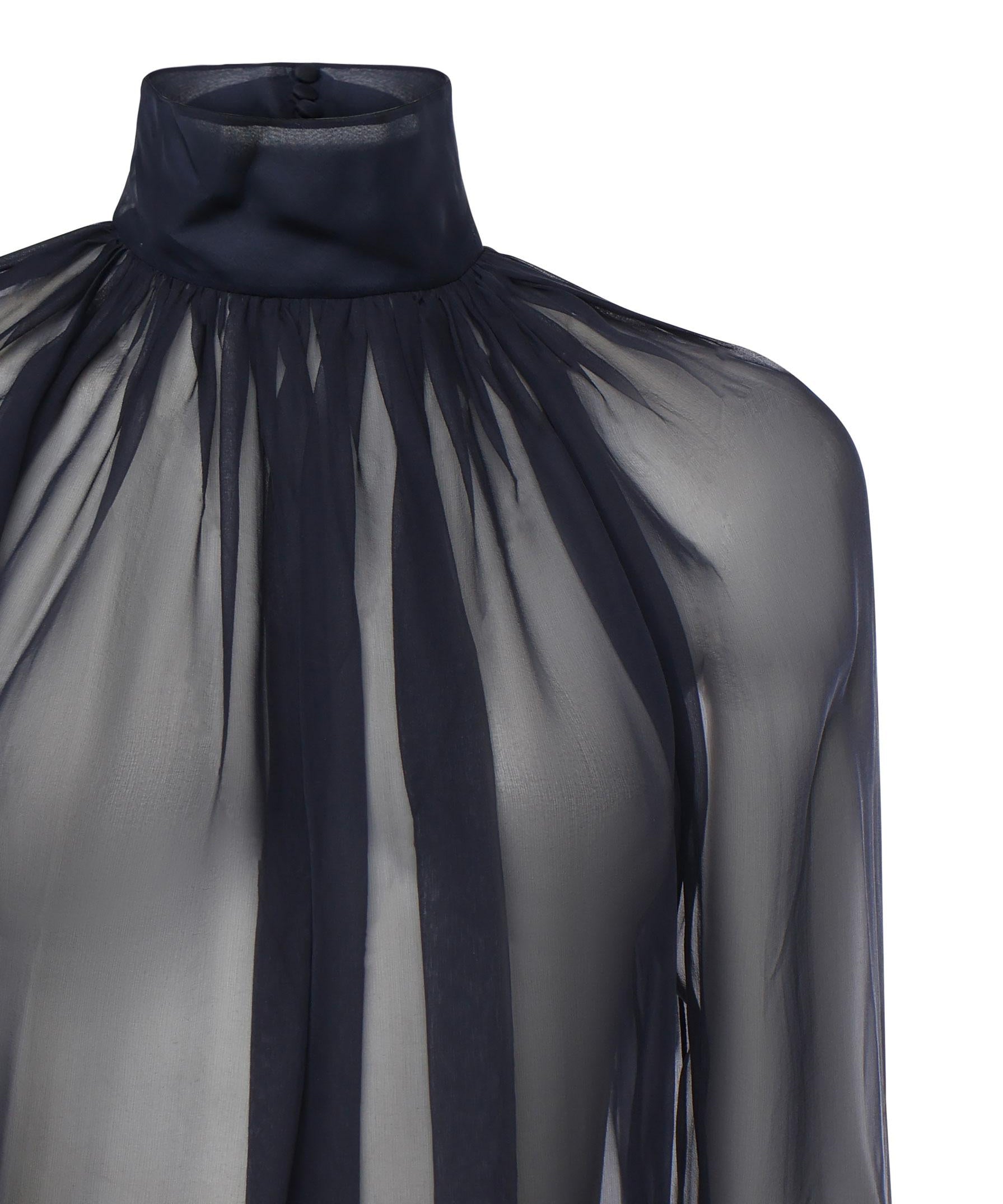Camicetta a collo alto in mussola di seta 810153 Y065W4900 SAINT LAURENT 
