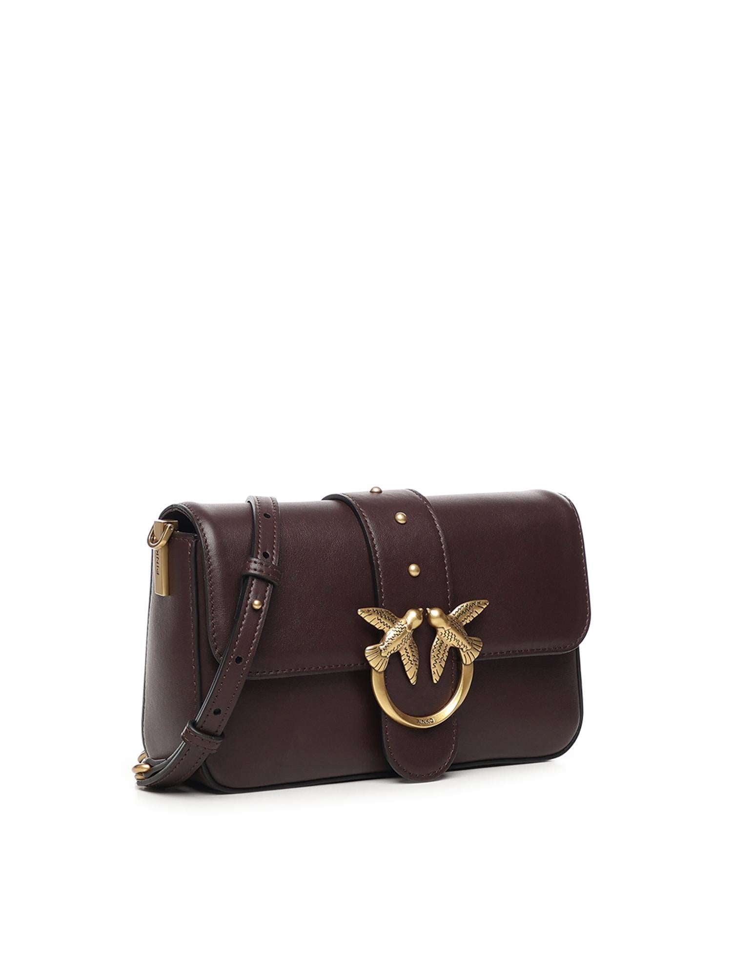 Borsa a spalla piccola Mini Love Bag Slouchy in pelle 105824 A0QOLA7Q PINKO 