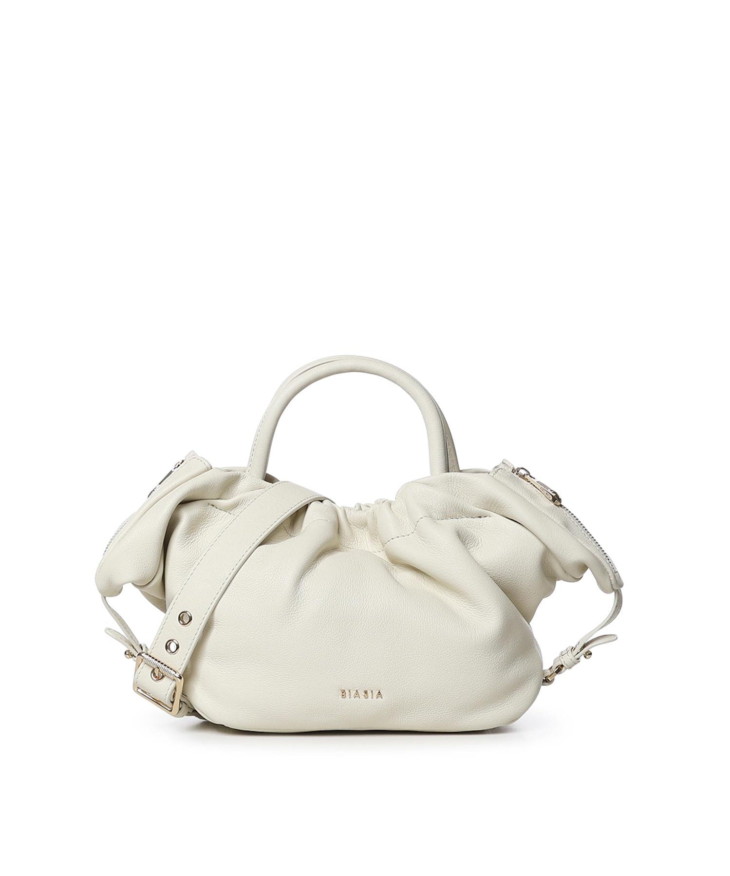 Mini bag in pelle con logo<BR/> BIBP9E702 AVORIO BIASIA 