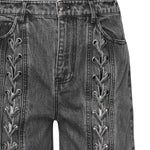 Jeans a gamba dritta con lacci 115069 100 ROTATE 