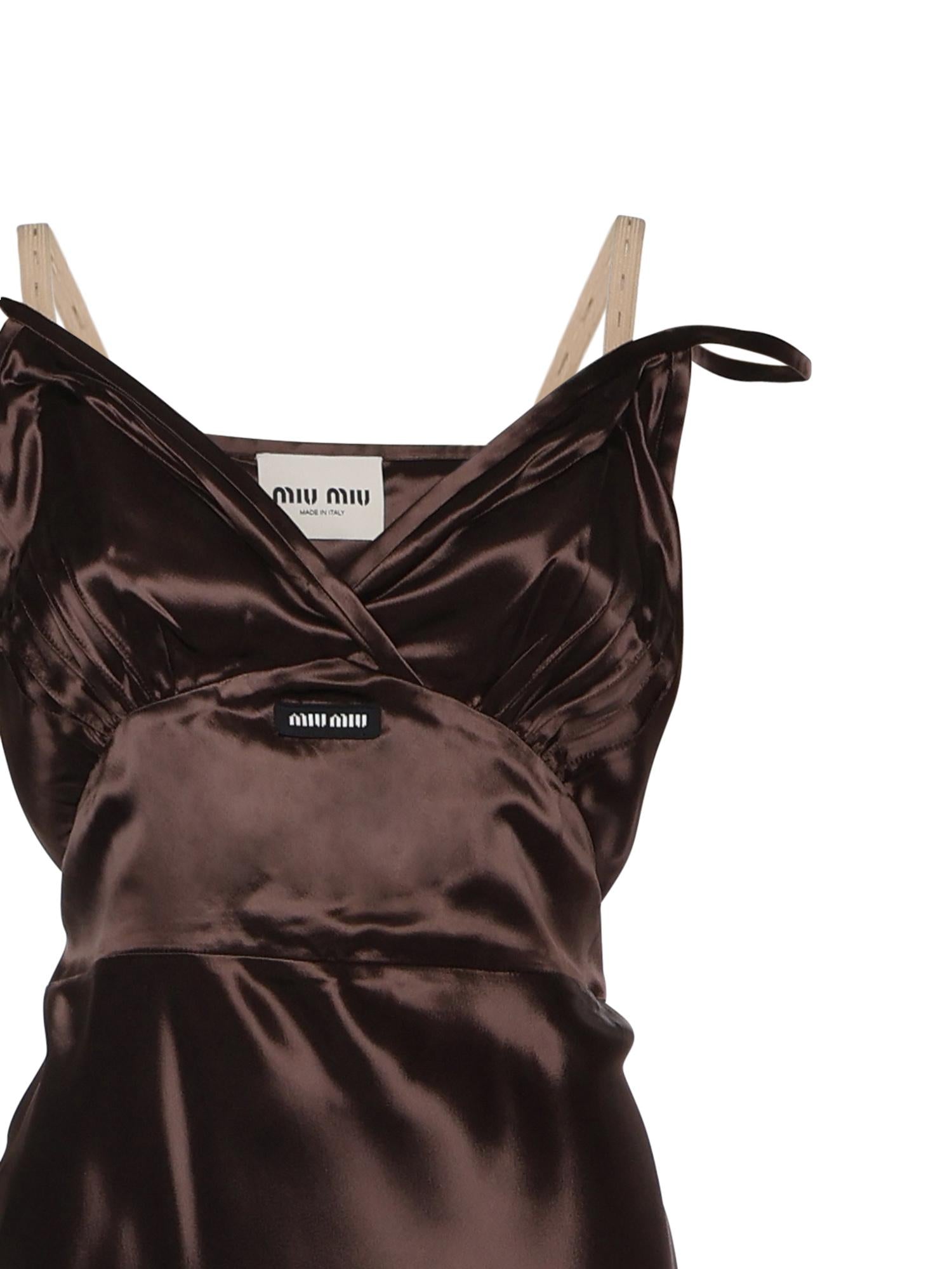 Abito lungo in satin MF6064 15ZCF0324 MIU MIU 