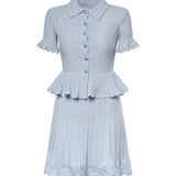 Mini abito con maglia con volant SS26049SA BL SELF-PORTRAIT 