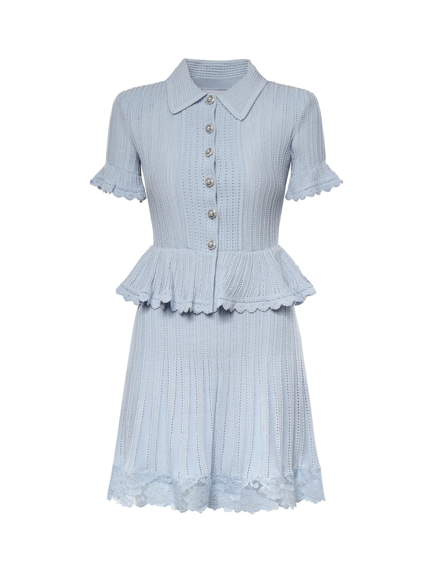 Mini abito con maglia con volant SS26049SA BL SELF-PORTRAIT 