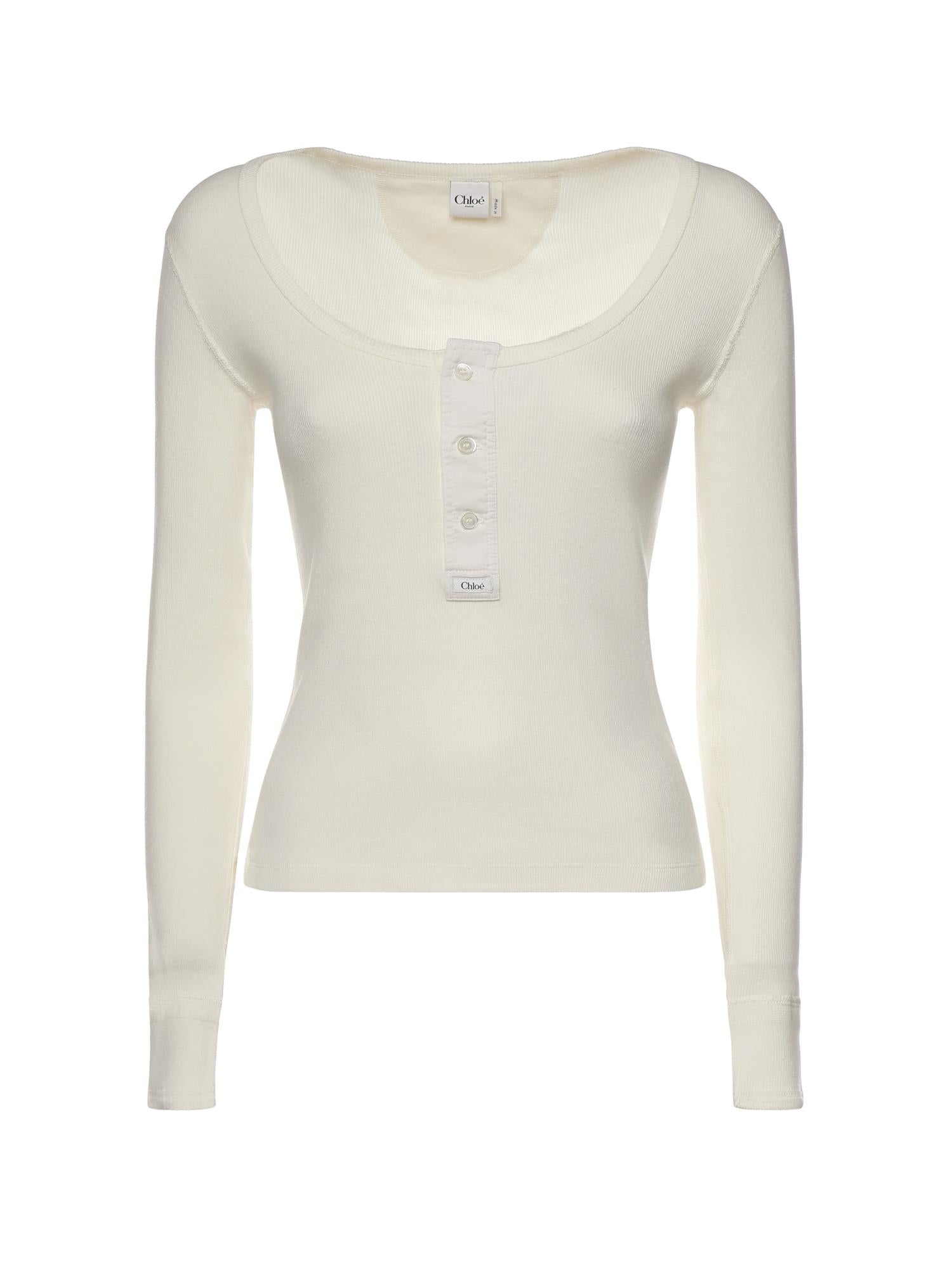 Camicia Henley in jersey di cotone CH26SJH29185 107 CHLOÉ 