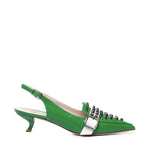 Slingback in vernice con borchie e fibbia ANNA 109 VERNICEVERDE/OFF WHITE ALCHIMIA 