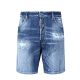 Shorts denim in cotone elasticizzato S74MU0881 S30872470 DSQUARED2 