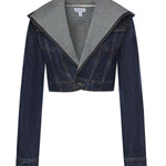 Giacca corta con cappuccio in denim AA9V0306D014C A24 ALAIA 