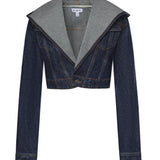 Giacca corta con cappuccio in denim AA9V0306D014C A24 ALAIA 
