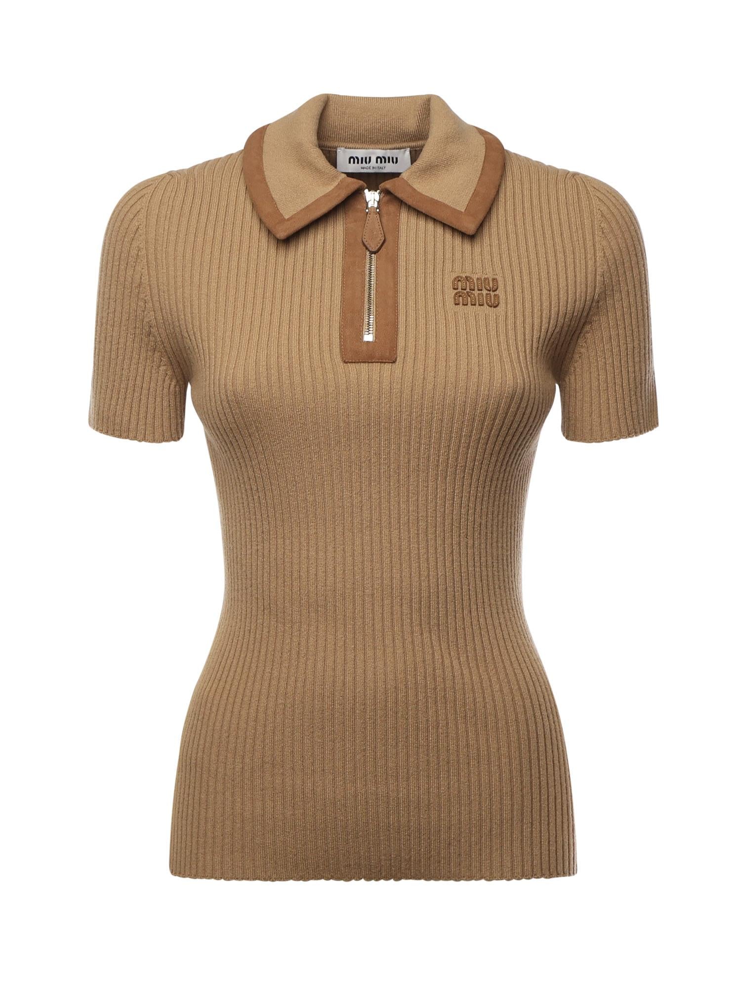 Polo in cashmere a coste MMLB74 1747F0036 MIU MIU 
