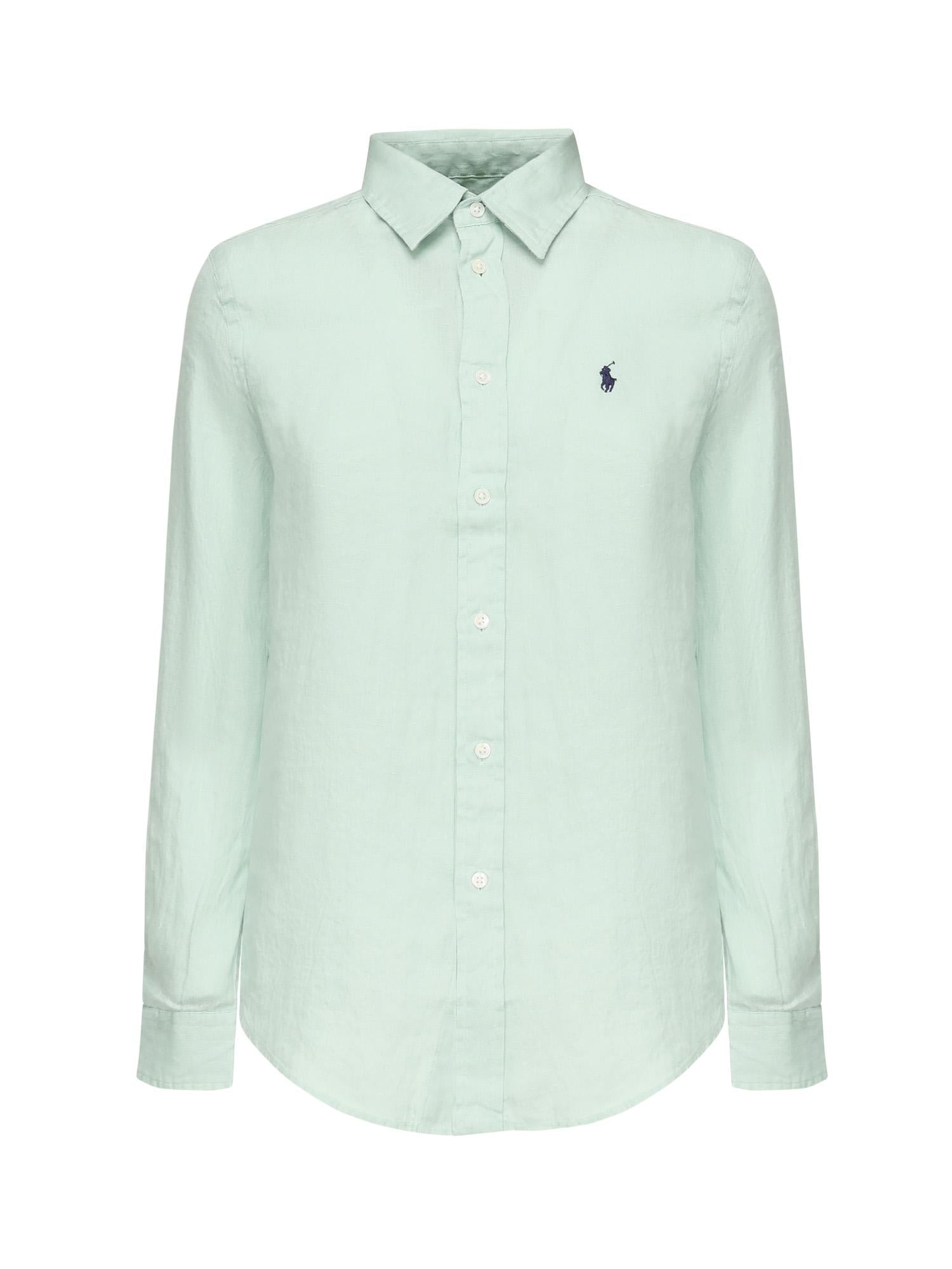 Camicia in lino con logo<BR/> 211970730013  POLO RALPH LAUREN 