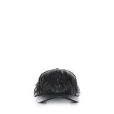 Cappello in pelle con cristalli e logo AMSAHE1019 001 AMIRI 