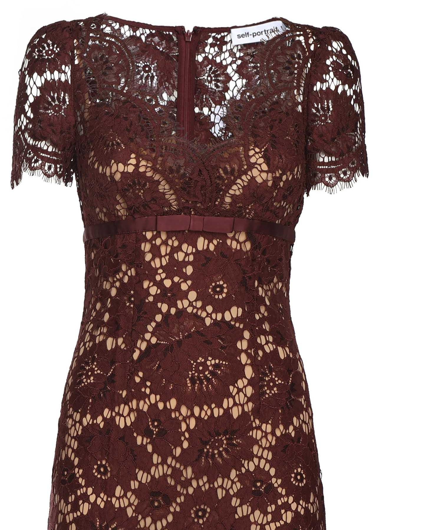 Abito midi in pizzo AW25096M BU SELF-PORTRAIT 