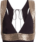 Abito lungo con dettagli ricamati a contrasto A0460124 0102 ALBERTA FERRETTI 