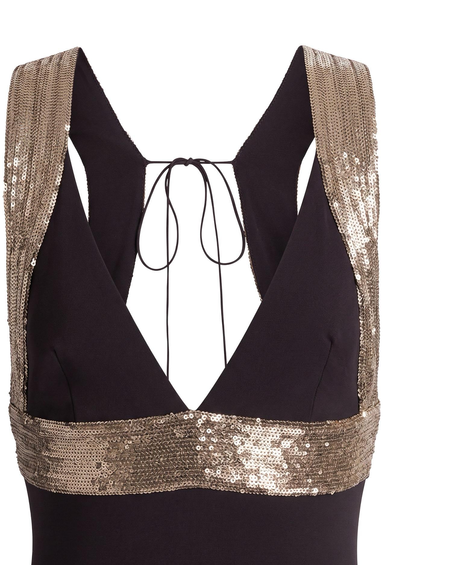 Abito lungo con dettagli ricamati a contrasto A0460124 0102 ALBERTA FERRETTI 