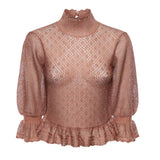 Pullover con volant in maglia di lurex CH26SMP13620 6T2 CHLOÉ 