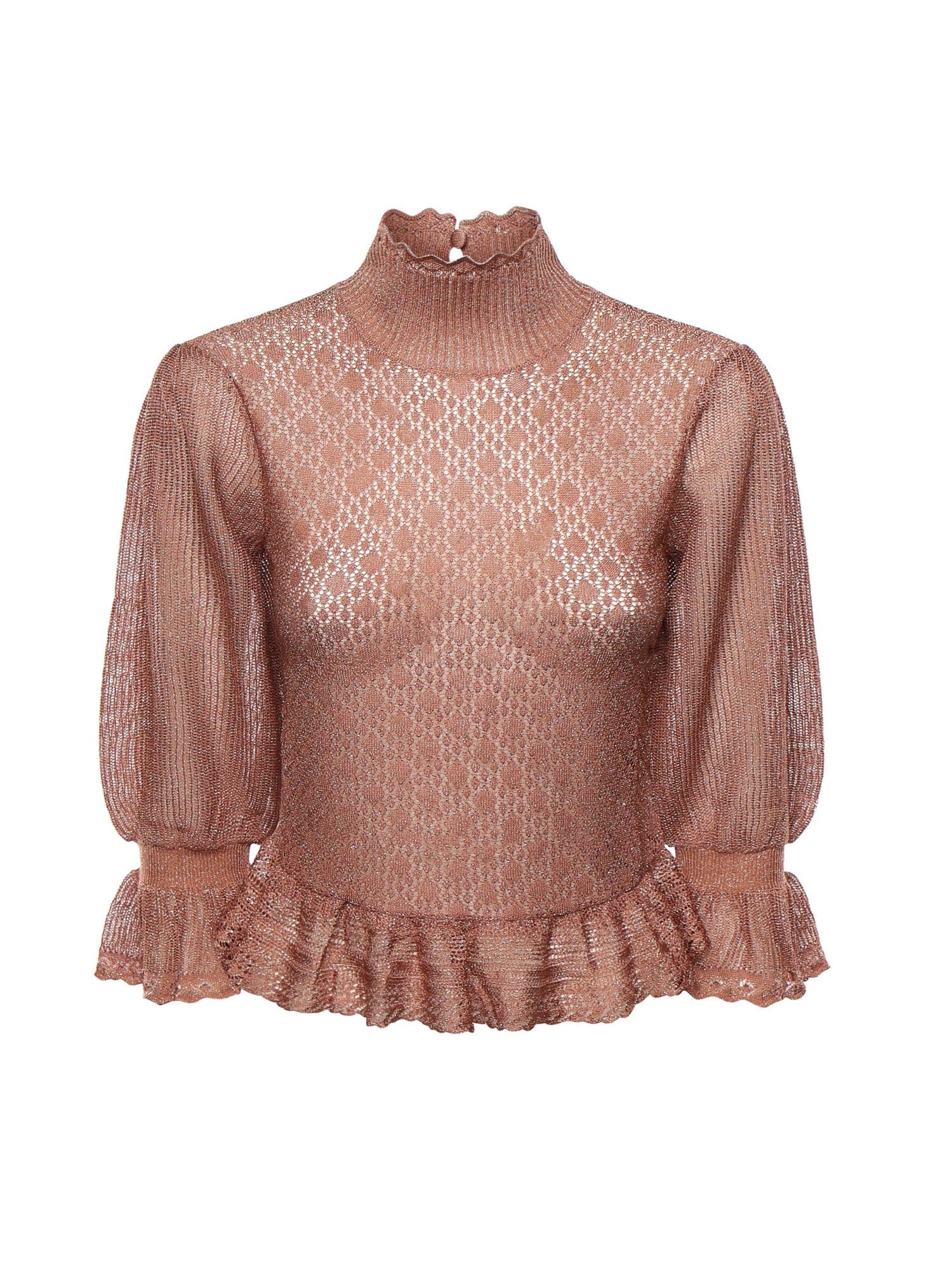 Pullover con volant in maglia di lurex CH26SMP13620 6T2 CHLOÉ 