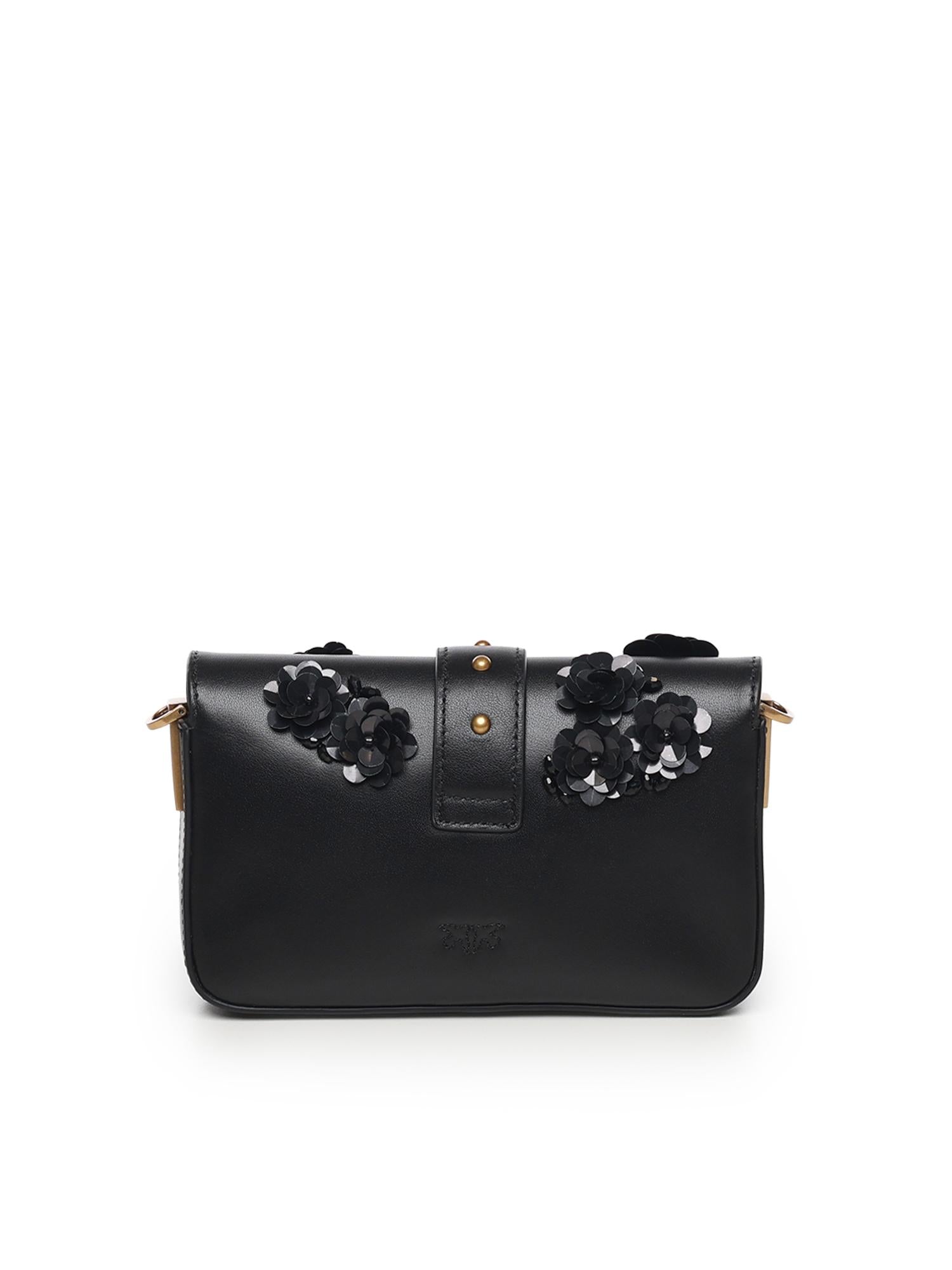 Borsa a spalla Baby Love Bag Slouchy in pelle con fiori gioiello 105353 A2WGZ99Q PINKO 