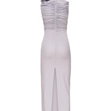 Abito midi arricciato con collo alto<BR/> 1205250000025 PURPLE MAGDA BUTRYM 
