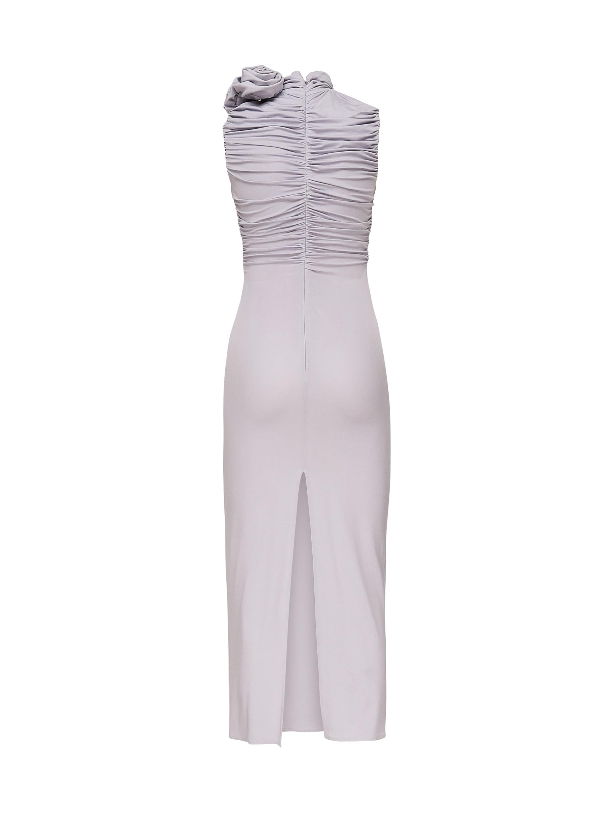 Abito midi arricciato con collo alto<BR/> 1205250000025 PURPLE MAGDA BUTRYM 