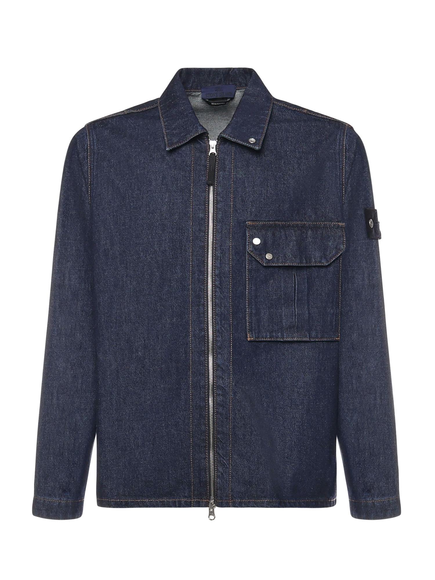 Overshirt in denim con logo L1S141200002 S00J7VJ201 STONE ISLAND 