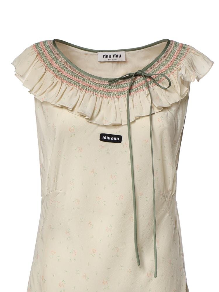 Abito in crêpe marocain con ricami MF6433 19UVF0N6K MIU MIU 