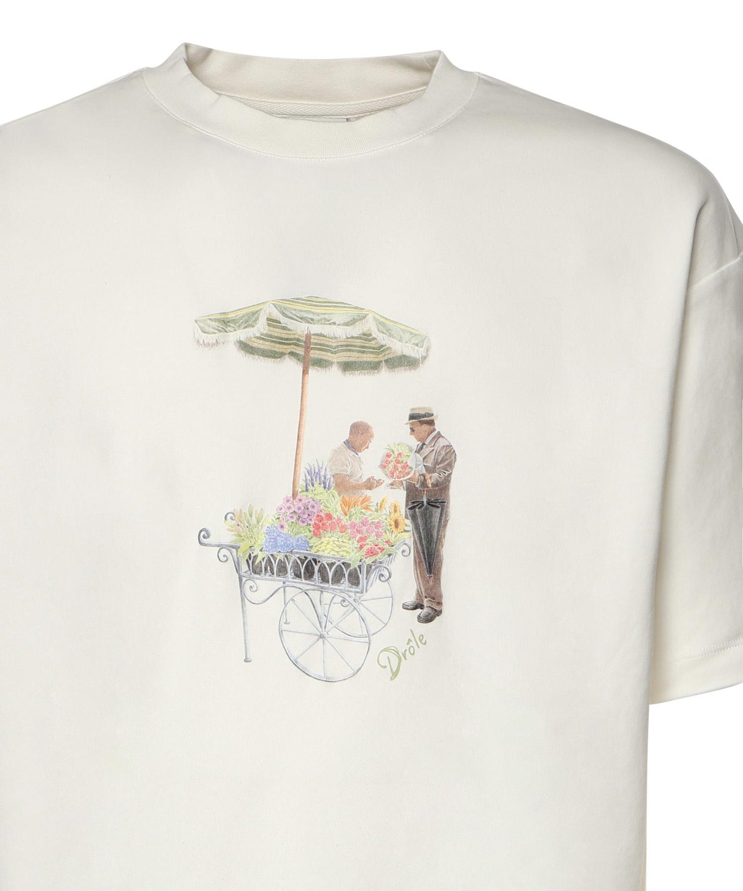 T-shirt Fleuriste in cotone KTS310CO002 OW Drôle de Monsieur 