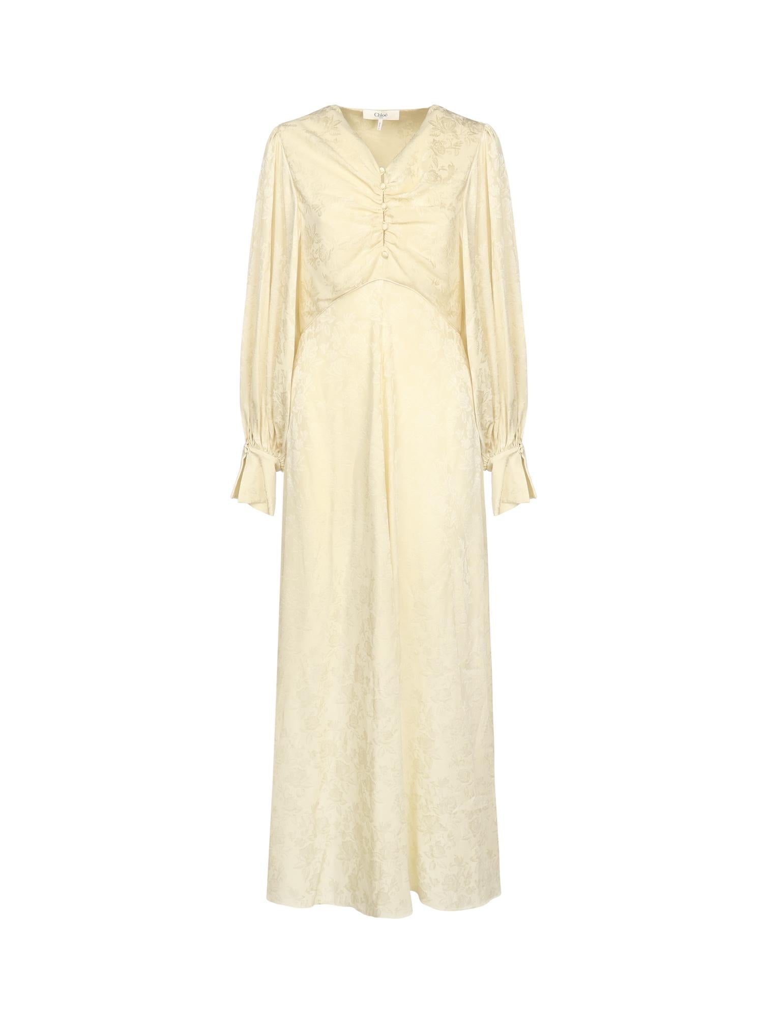 Abito lungo increspato in jacquard di seta CHC25ARO31115 753 CHLOÉ 