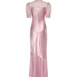 Abito lungo in raso di seta FABX4335F4376 7575 ALESSANDRA RICH 