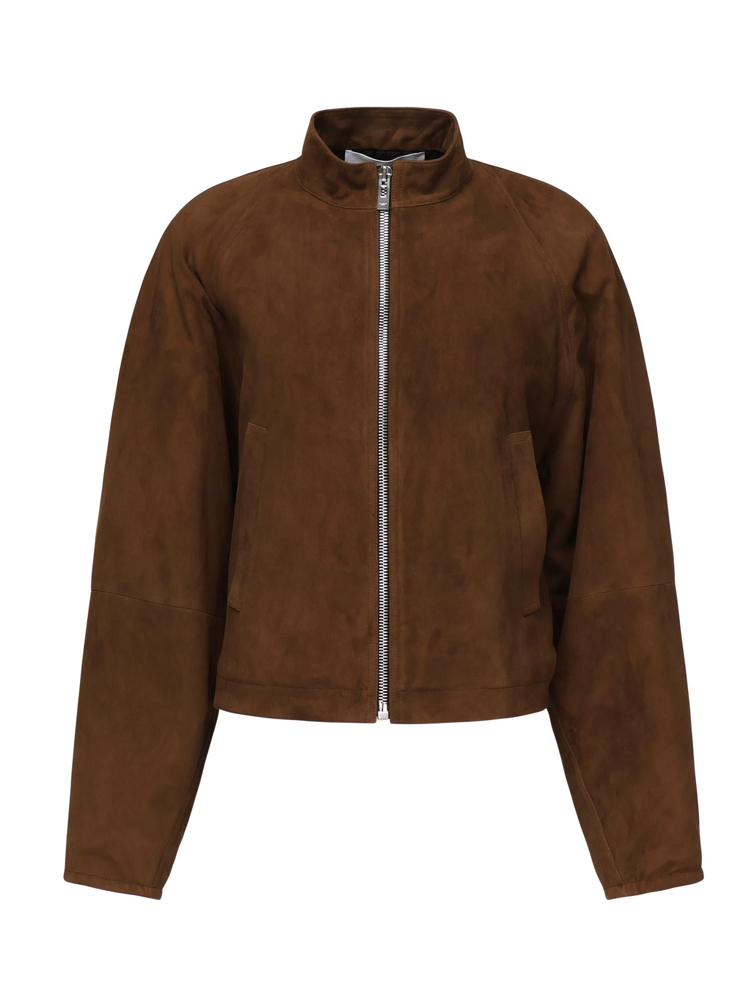 Giacca arrotondata in pelle scamosciata AA9V0382L017B 701 ALAIA 