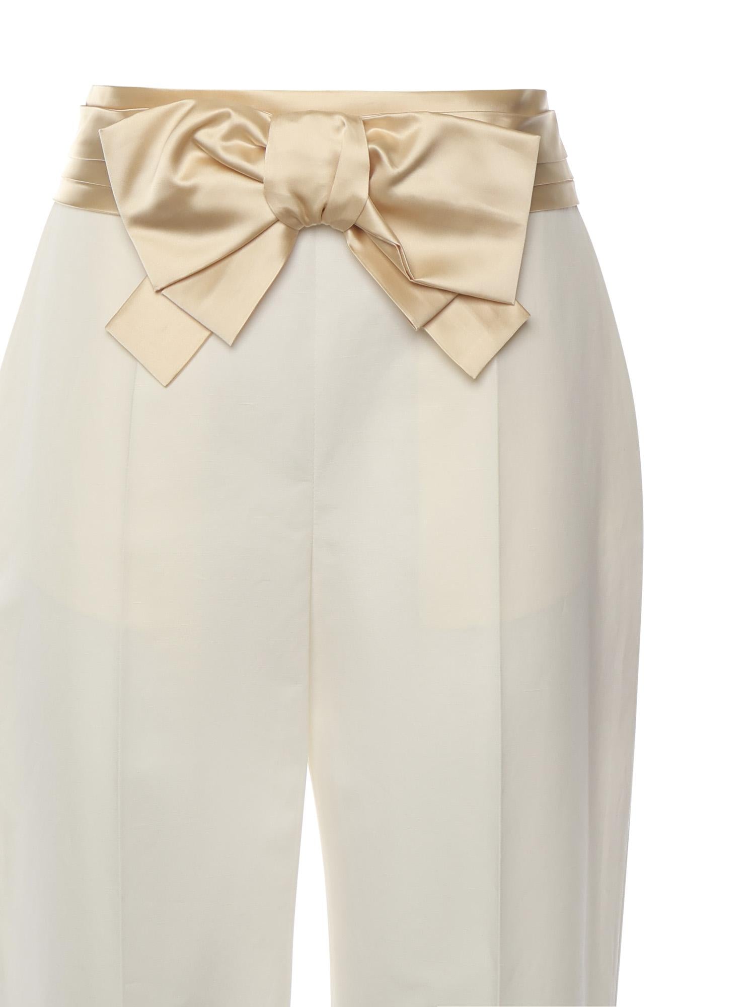 Pantaloni in cotone e lino con fiocco 7B3RB6F4 8T1A03 VALENTINO GARAVANI 