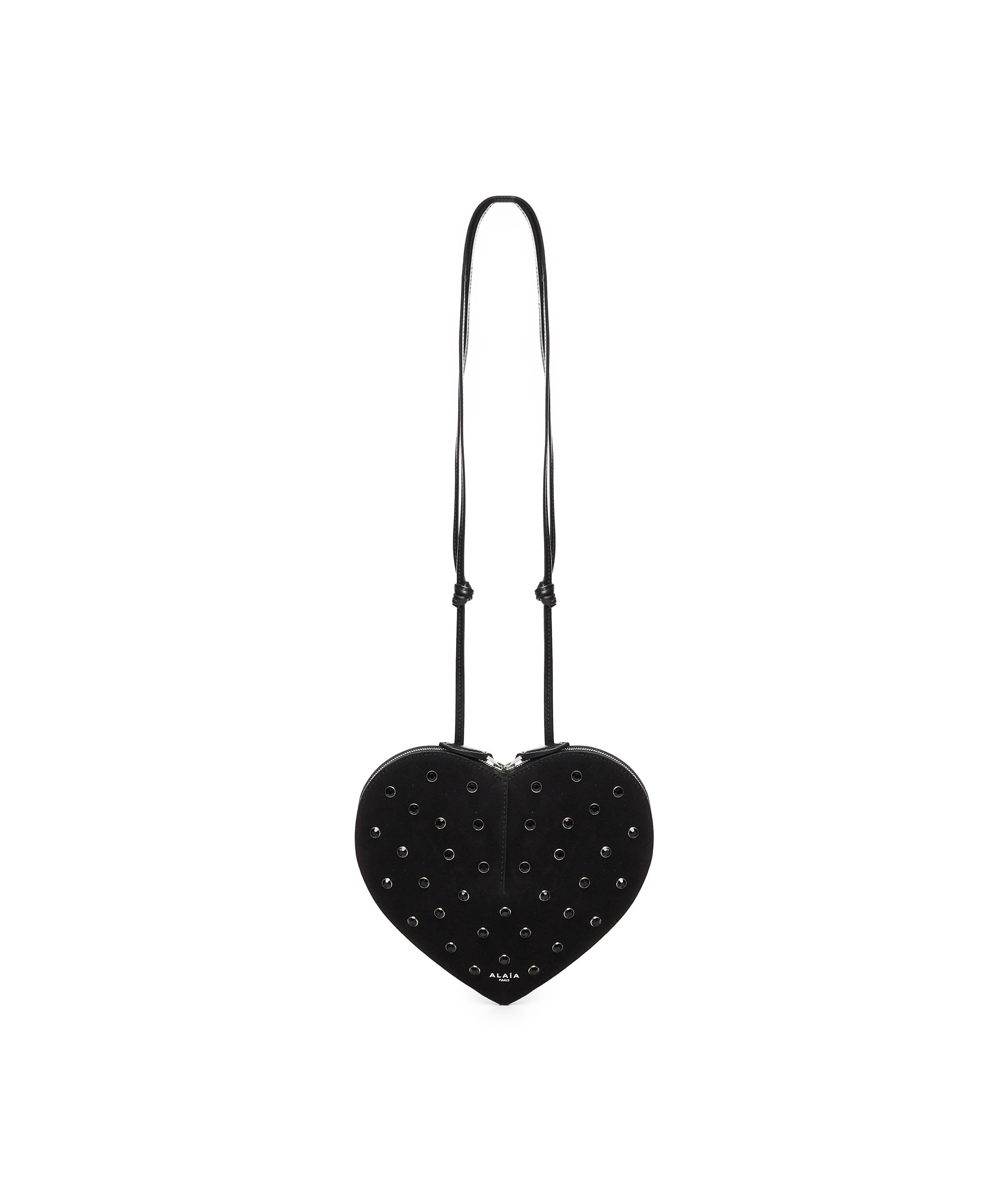 Borsa Le Cœur in pelle di capra scamosciata con strass AA1P003CA286 999 ALAIA 