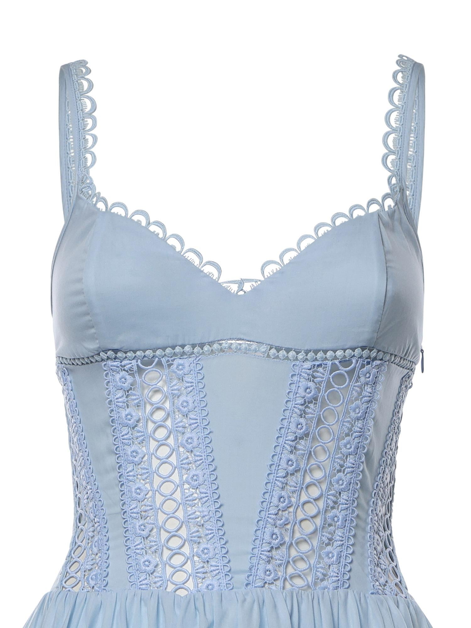 Miniabito Gardenia in voile di cotone e pizzo 261602 BLUE CHARO RUIZ 