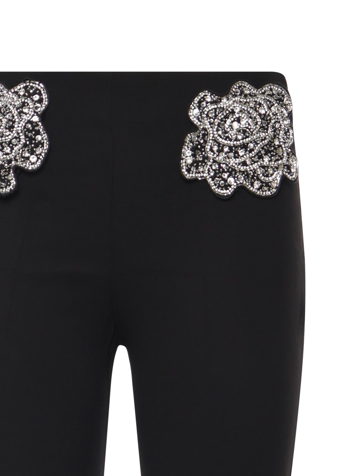 Pantaloni con rose gioiello ricamate 106445 A31PZ99 PINKO 