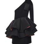 Abito monospalla con rouches 7B0VAH45 1MMZ2Q VALENTINO GARAVANI 