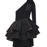 Abito monospalla con rouches 7B0VAH45 1MMZ2Q VALENTINO GARAVANI 