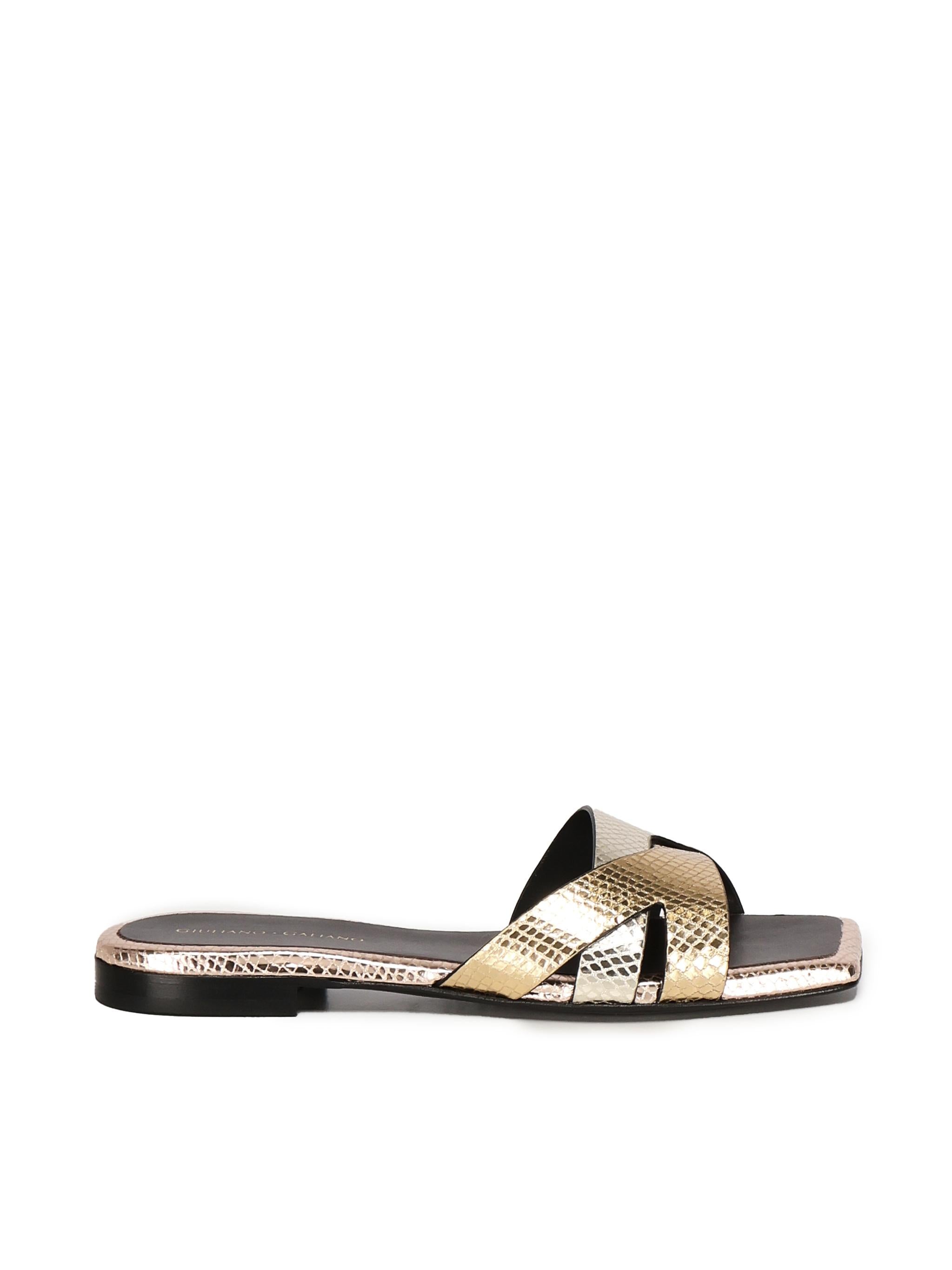 Sandali piatti Miryam<BR/> MIRYAM PLATINO GIULIANO GALIANO 