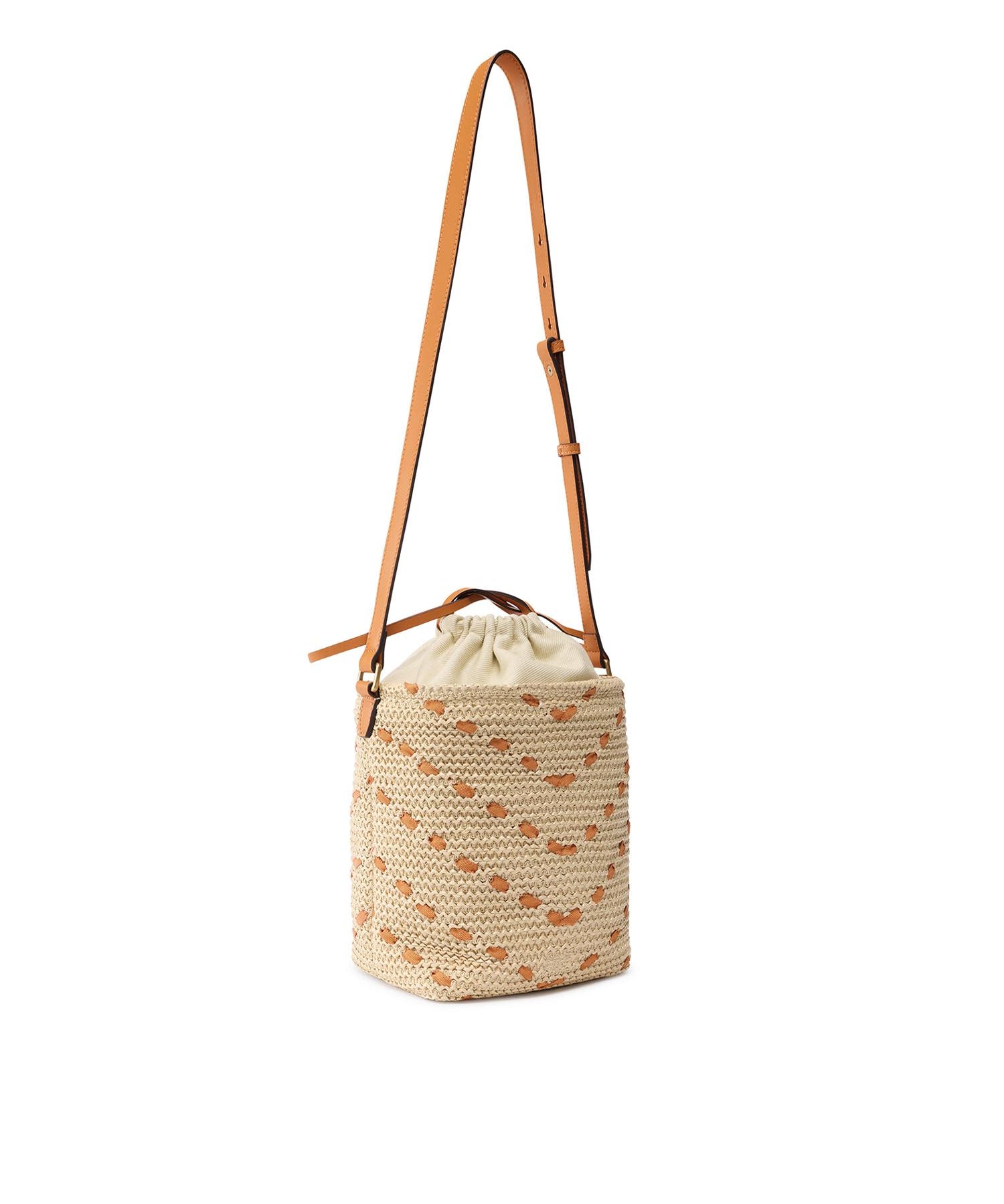 Borsa a tracolla Bucket Mini in rafia con motivo chevron 106835 A391HH9Q PINKO 