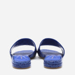 SANDALI SLIDES VICKY IN PELLE STAMPA COCCO<BR/> VICKY COCCOBLUETTE GIULIANO GALIANO 