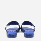 SANDALI SLIDES VICKY IN PELLE STAMPA COCCO<BR/> VICKY COCCOBLUETTE GIULIANO GALIANO 