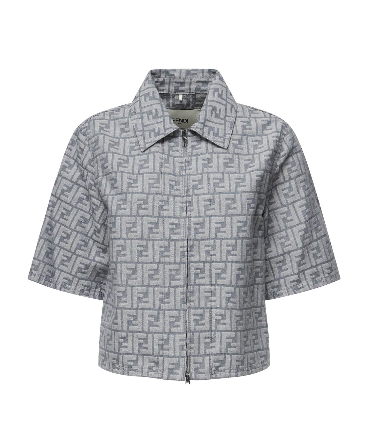 Giacca cropped in chambray FF jacquard<BR/> FLF790 ASMFF1SAT FENDI 