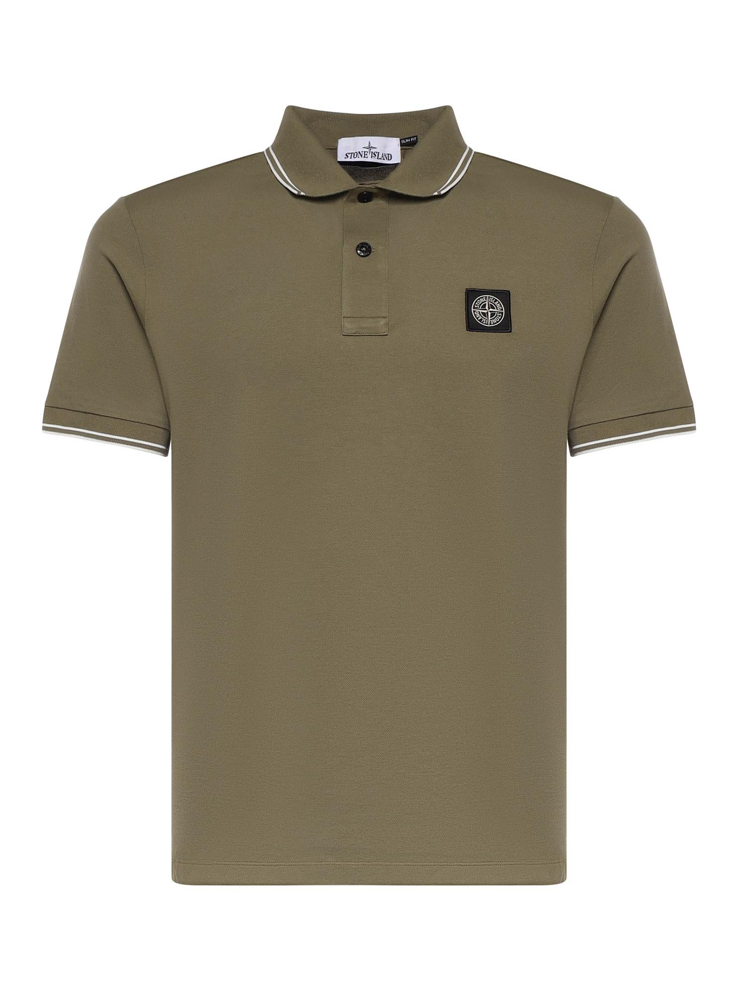 Polo in piqué di cotone con patch Compass L1S152200010 S0018V005G STONE ISLAND 