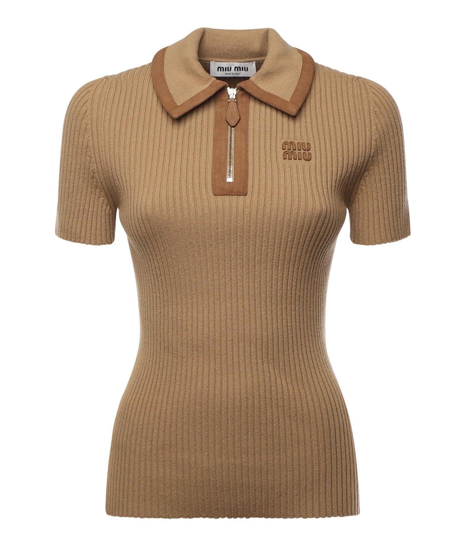 Polo in cashmere a coste MMLB74 1747F0036 MIU MIU 