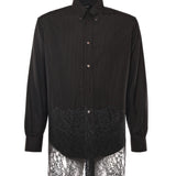Camicia in lana gessata e pizzo FS1332 AVK1F0DHP FENDI 