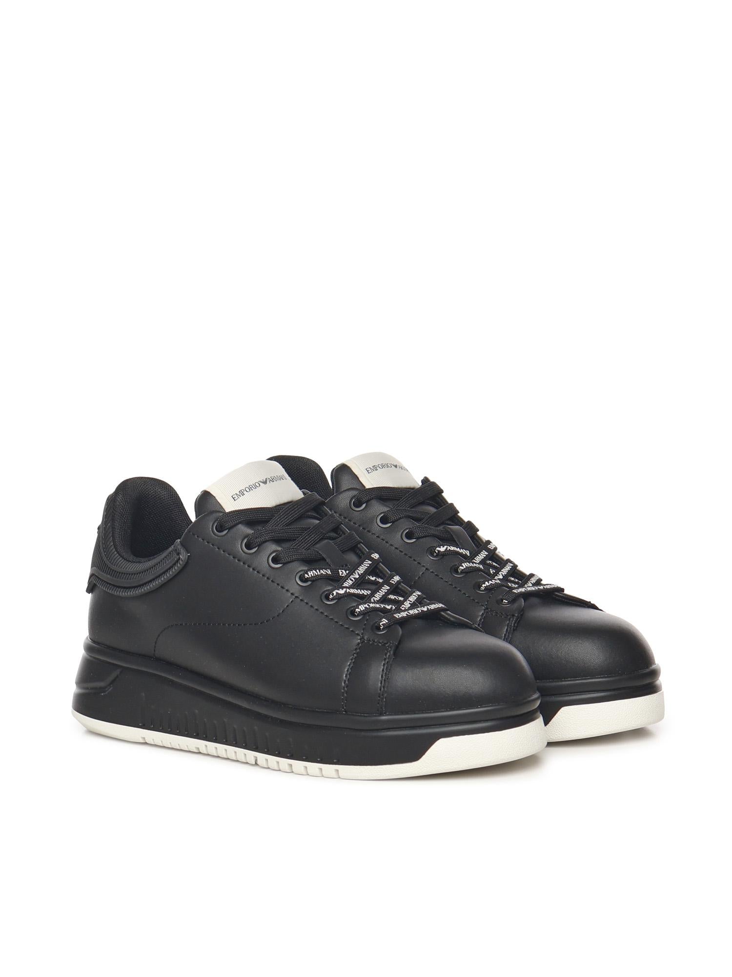 Sneaker in pelle con logo<BR/> EM003663 AF18212MC105 EMPORIO ARMANI 
