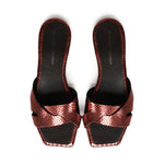 Sandali piatti Miryam<BR/> MIRYAM RETTILE BORDEAUX GIULIANO GALIANO 